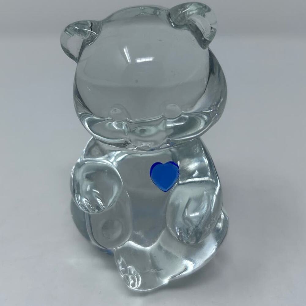 Fenton Glass Bear‎ with Blue Birthstone 4" Tall x 2" Wide